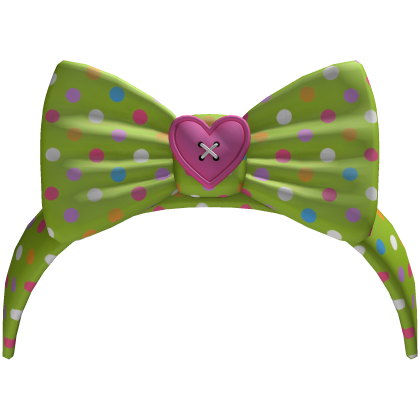 (23) Lime w Hot Pink Polka Bow Headband Roblox item