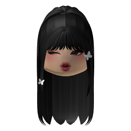 KPOP Ponytail Hair w/ Makeup (Black) Roblox item