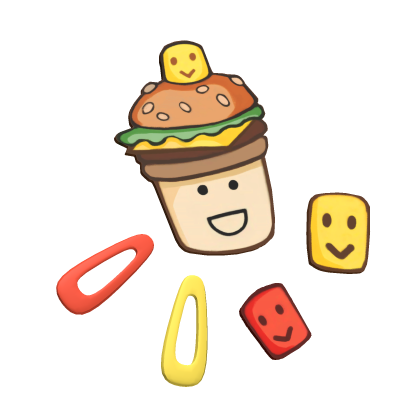 🍔 Silly 007n7 Burger Hairclips Chibi Forsaken