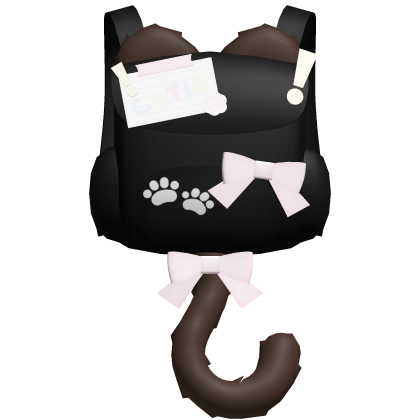 ♡ kawaii black kitty backpack w brown tail