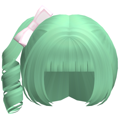 green kawaii curly side ponytail cutie