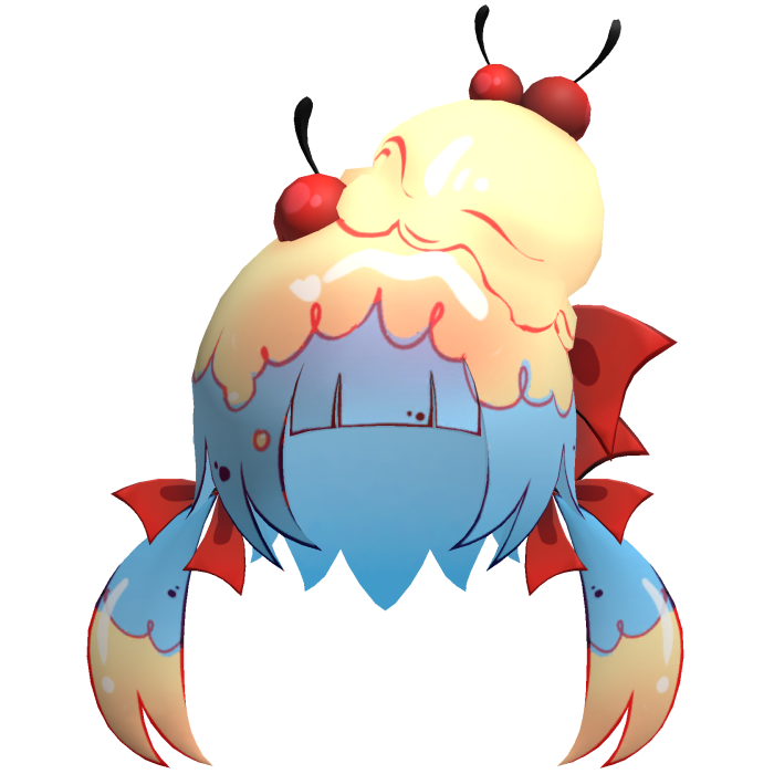 Toon Lowpoly Ice Cream Sunday Girl Hair