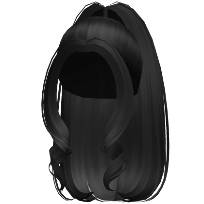 black high long ponytail bangs hair Roblox item
