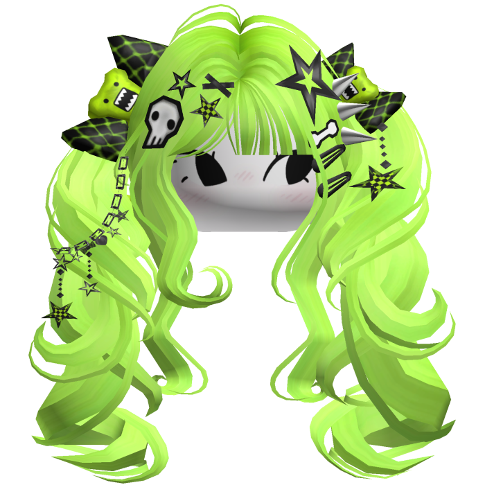 ♡ Scene Fluffy Gyaru Pigtails (Neon Green)