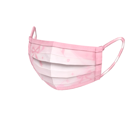 Pastel Pink Heart-Patterned Pleated Mask