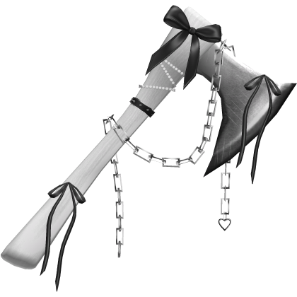 Goth Ribbon Chained Axe In White