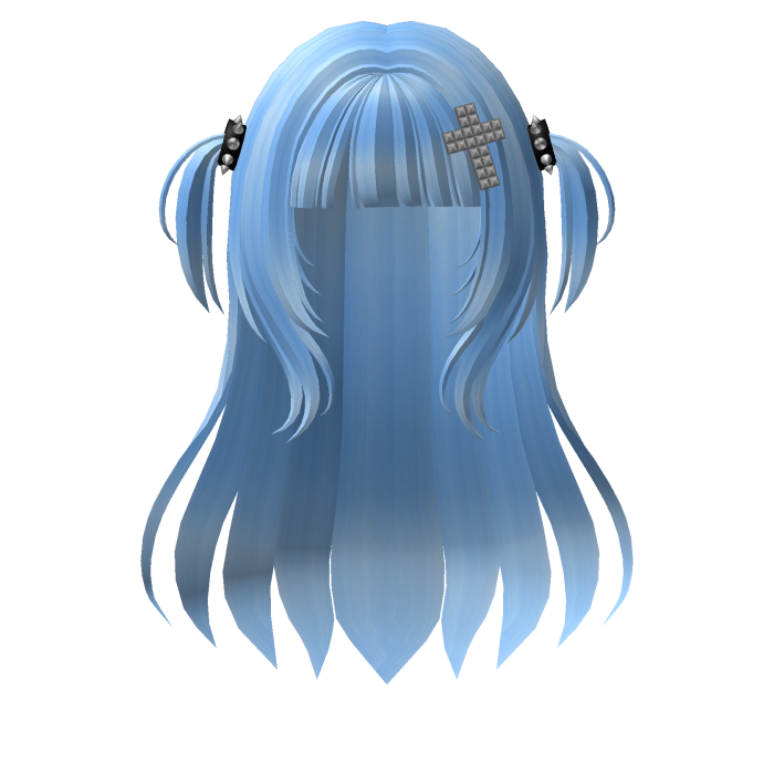 Long Straight Emo Goth Y2K Hair - Blue