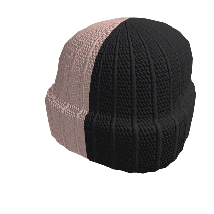 Split Knit Beanie - Black & Pink