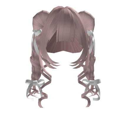 Pastel Pink Doll Pigtails With White Bows