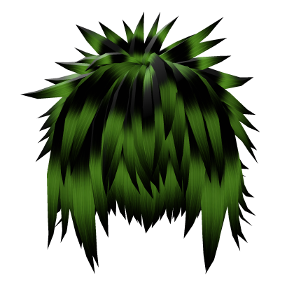 Fluffy Spiky Emo Black & Green Hair Roblox item