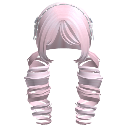 ꒰Cute Pink Curly Pigtails w/ Pink Headband Roblox item