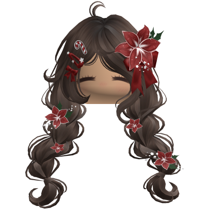 ♡ Christmas Preppy Flower Braids (Brown)