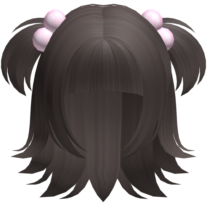 ♡ : fluffy dark brown wolfcut hair w mini pigtails