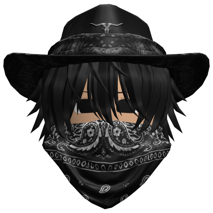 Black Cowboy Hat with Mask + Neck Scarf