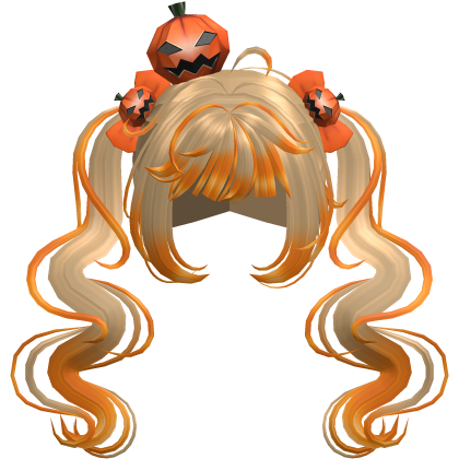 blonde orange halloween pumpkin pigtails hair Roblox item