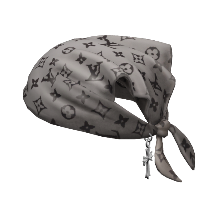 Tied LV Bandana Hat with Cross Chain