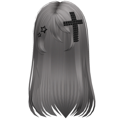 Emo Scene Long Hair w Cross Dusty Grey