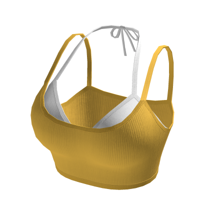 Layered Crop Top with Contrast Halter (Yellow)