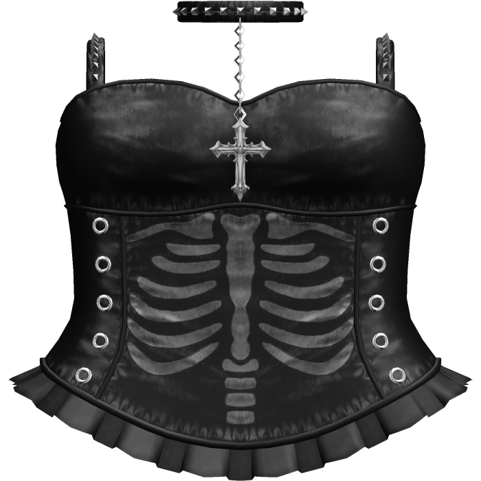 Emo Gothic Ribcage Dress w Choker in Black