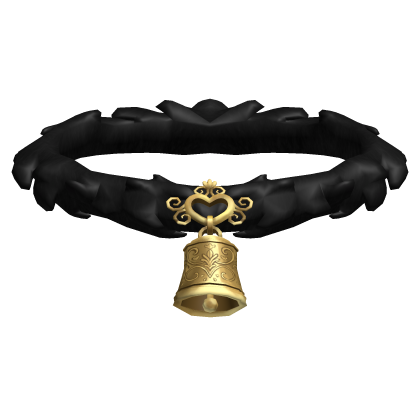 Cow Choker Neck Fur with stylized Bell | Black Roblox item