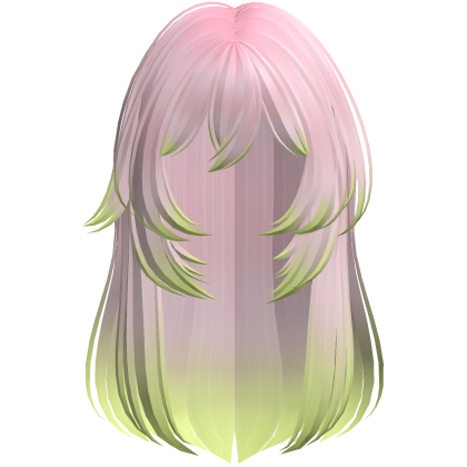 Long Straight Layered Wolf Cut ♡ Pink Green Ombre Roblox item