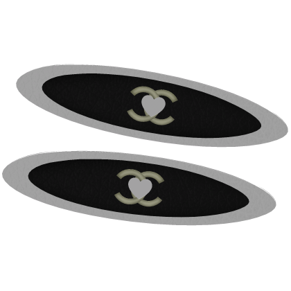  kawaii heart & ChaneI hair clips black white