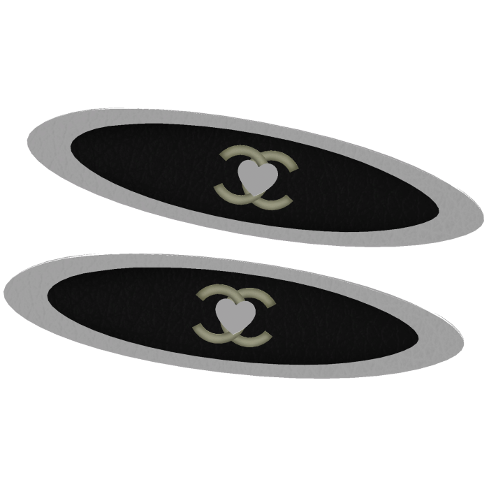  kawaii heart & ChaneI hair clips black white