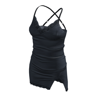 BB Black Cute Satin Shiny Lace High Cut Dress