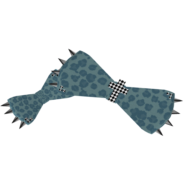 Blue Leopard Gothic Emo Cute Bow with Spikes
