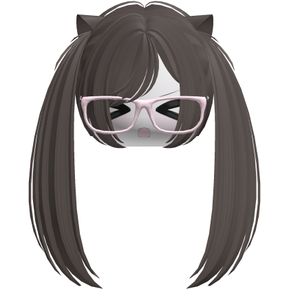 Kawaii Moe Brown Pigtails w Glasses