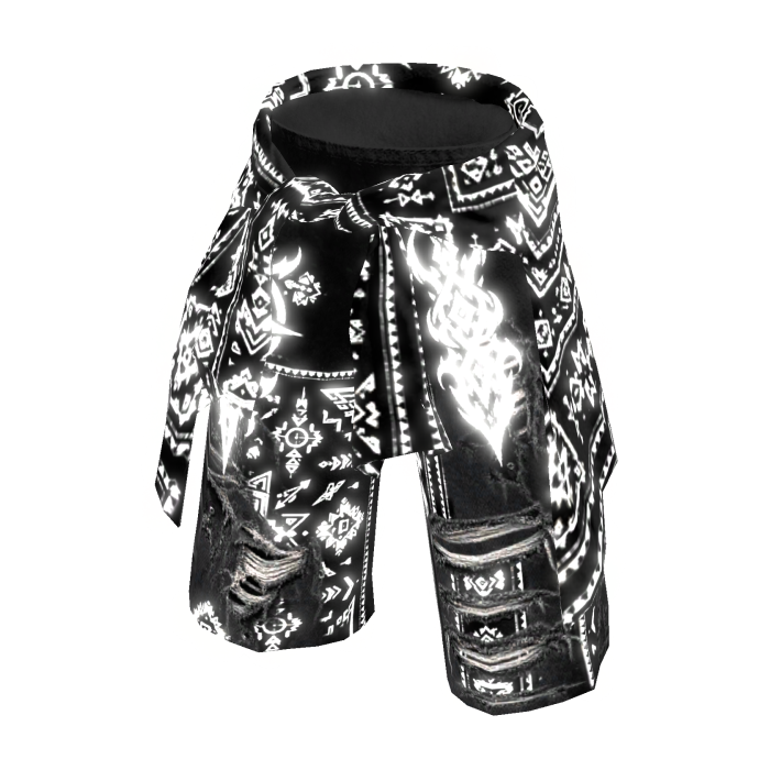 Special Edition tribal design torns jorts shorts 