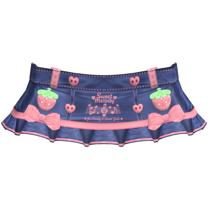 ♡ ꒰ sweet melody red & denim strawberry skirt ꒱ ♡ 