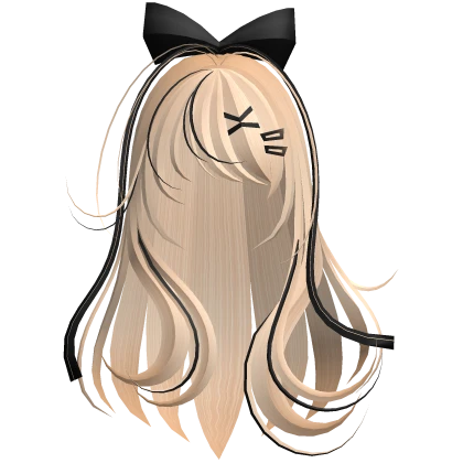 Beautiful Girl with Long Hair, Cute Bow & Lashes Roblox item thumbnail