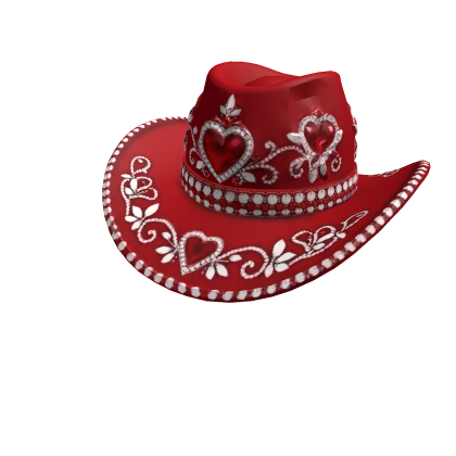 Cherry Red Rhinestone Heart Cowgirl Hat