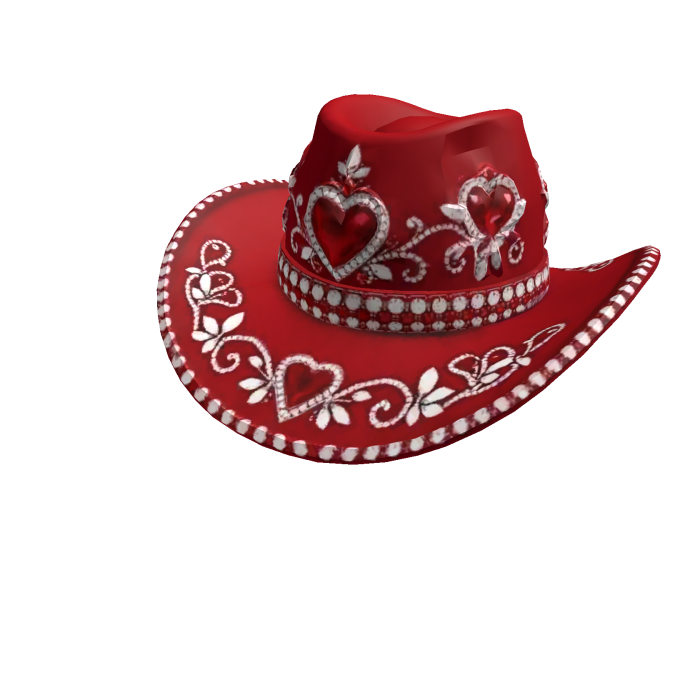 Cherry Red Rhinestone Heart Cowgirl Hat