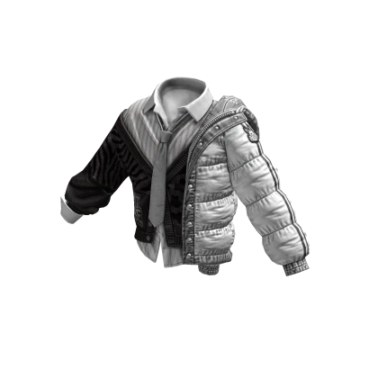 Black White Y2K Layered Shirt Puffer Jacket BOEVI Roblox item render