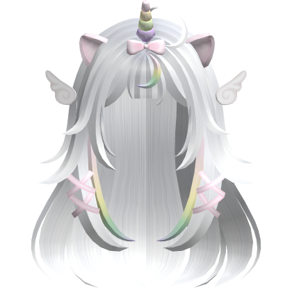 ♡ Kawaii Fluffy Long White Moe Unicorn Hair
