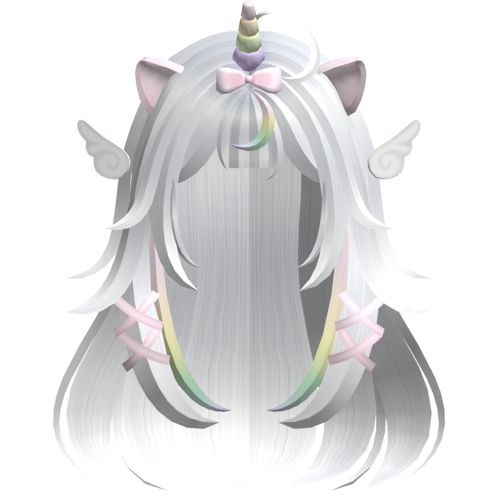 ♡ Kawaii Fluffy Long White Moe Unicorn Hair