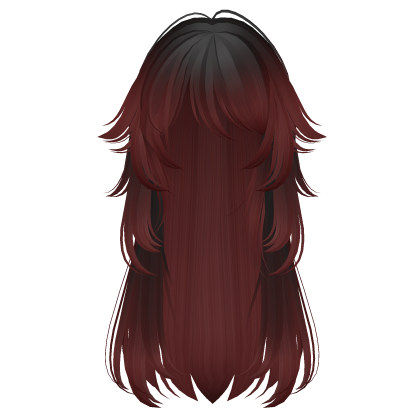 long fluffy anime hair with tufts (black to red)