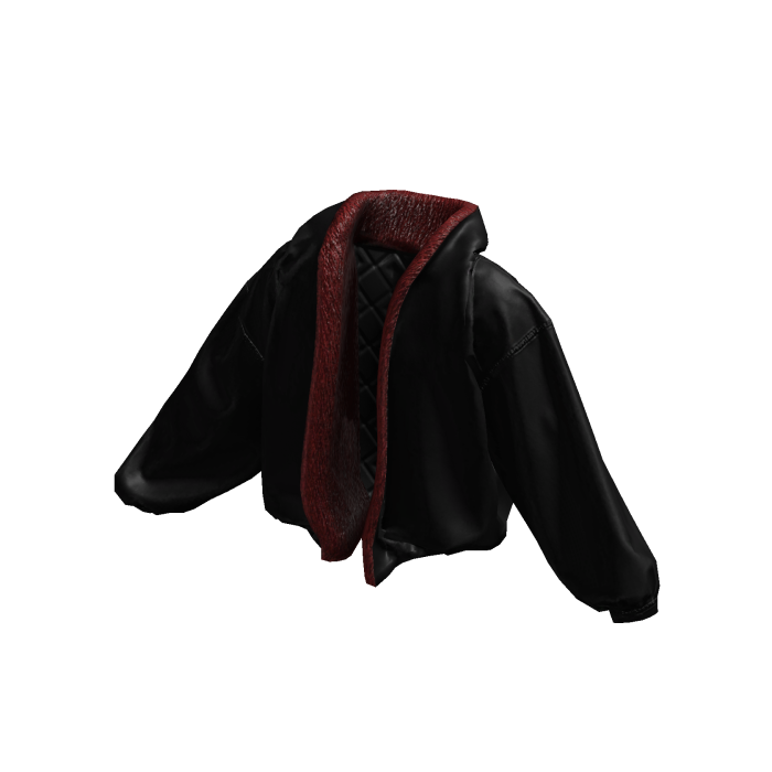 Y2K Vampire Oversized Fur Leather Jacket - Red
