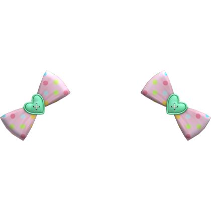 (1) Light Pink/Teal Polka Bows  Roblox item