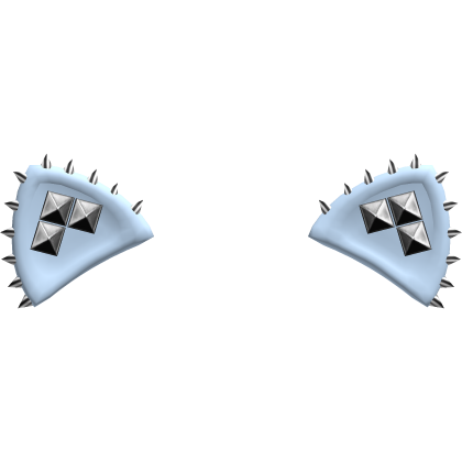 studded emo goth low poly cat ears light blue Roblox item