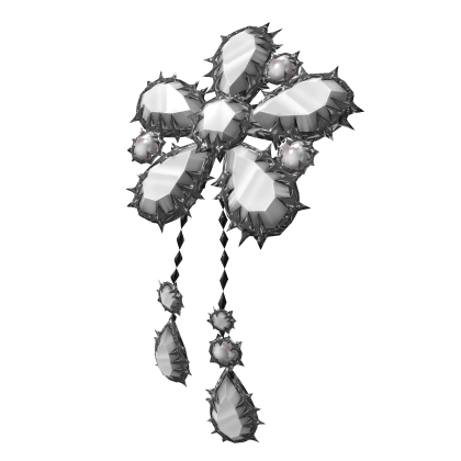Grunge Silver Spikes Flower Hair Bow - White Roblox item