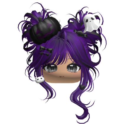 Halloween Pumpkin Buns w/ Bows (Purple&Black) Roblox item