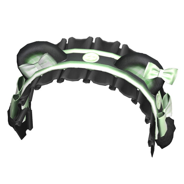 Kawaii Cute Bear Headband w Ruffles Black Green