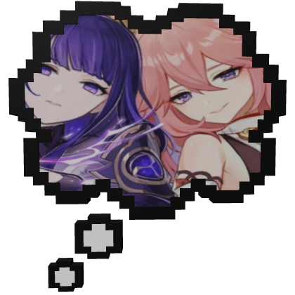 Raiden Ei and Yae Miko Genshin | Thinking Bubble 