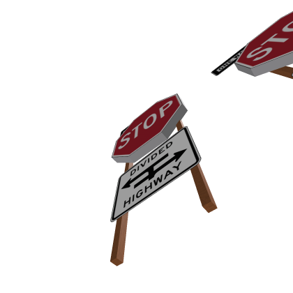 Stop sign  with Divided road and one way 