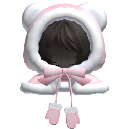 pink christmas bear hood bob cut hair dark brown