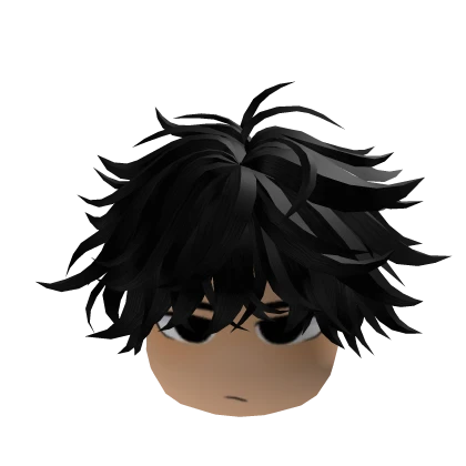 Messy Black Hair w Boy Serious Face | Roblox Item - Rolimon's
