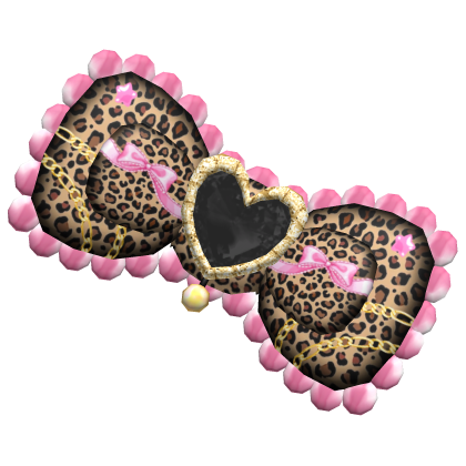 ♡ gyaru agejo black leopard pink hair bow Roblox item